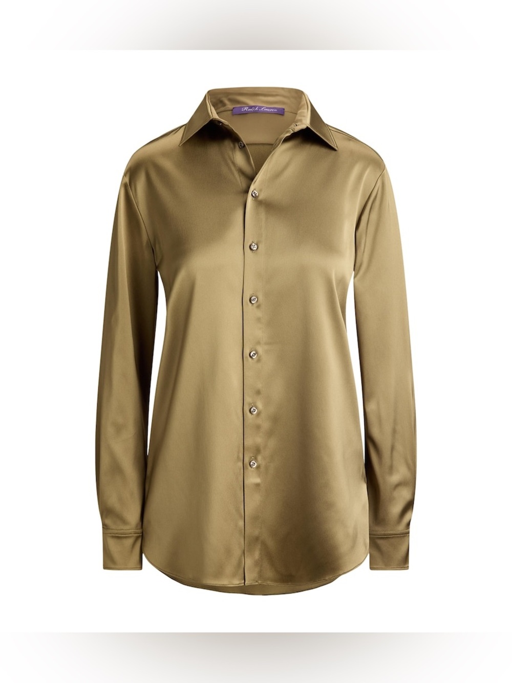 RALPH LAUREN COLLECTION ADRIEN SATIN SHIRT IN PORCINI